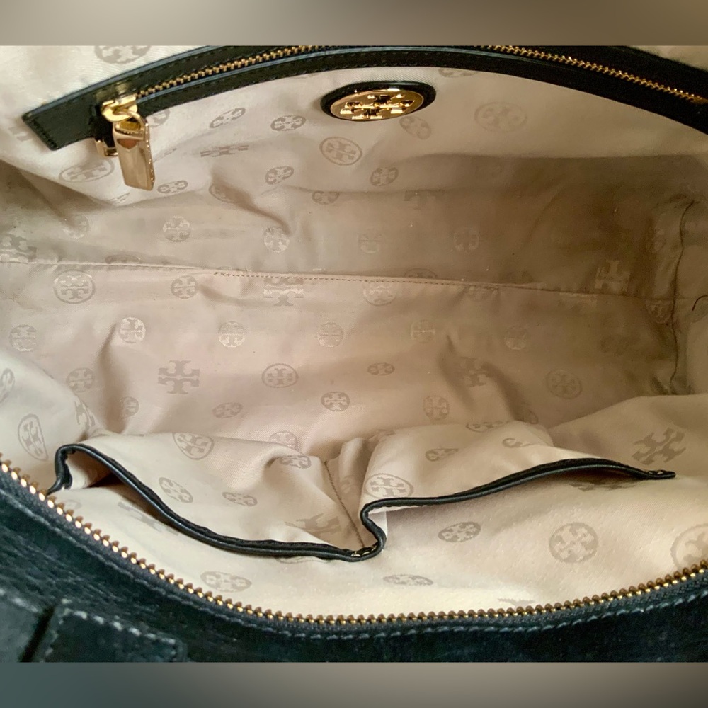 TORY BURCH RARE HANNAH SATCHEL SHOULDER BAG BLACK - Picture 8 of 8